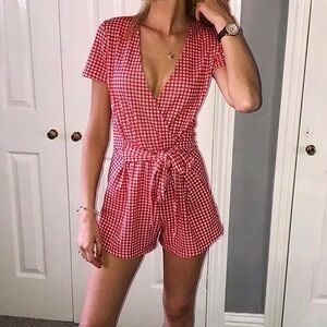 Zara Red Gingham Romper, size Small